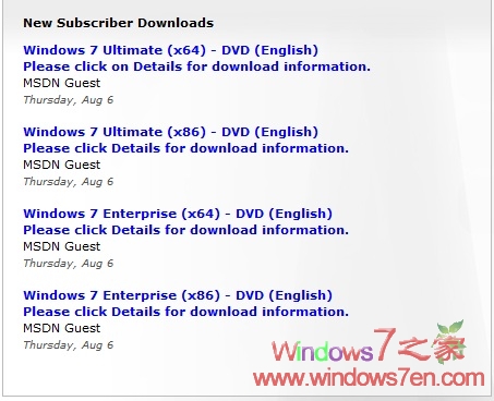 Windows7 RTM正式发布到MSDN和Technet