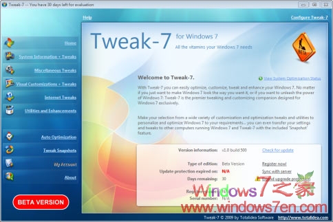 Tweak-7 1.0 Build 1012 国外优秀的Win7优化软件