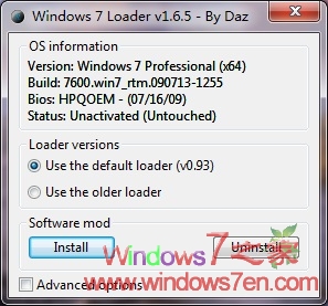 Windows7 Loader 1.6.5 By Daz免费版 激活利器