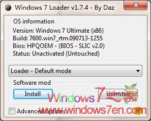 Windows7 Loader V1.7.4 By Daz 免费的激活软件