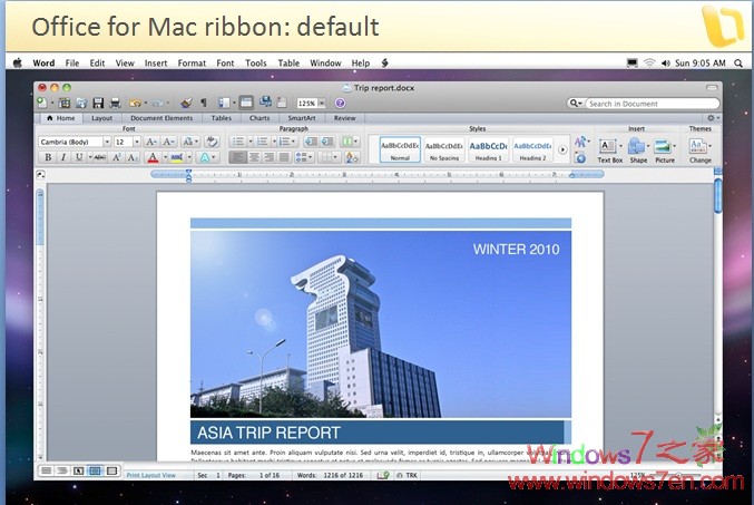 Office for Mac 2011截图 采用全新的Ribbon界面