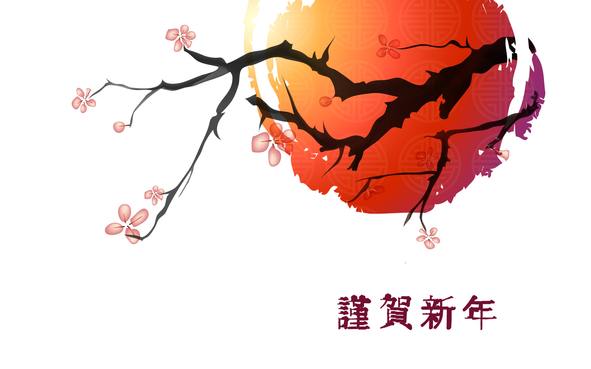 1920x1200高清壁纸：春节墨水画桌面壁纸