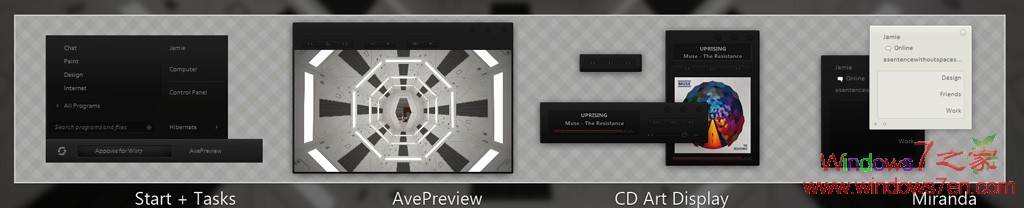 Windows7黑色多风格主题APPOWS2010
