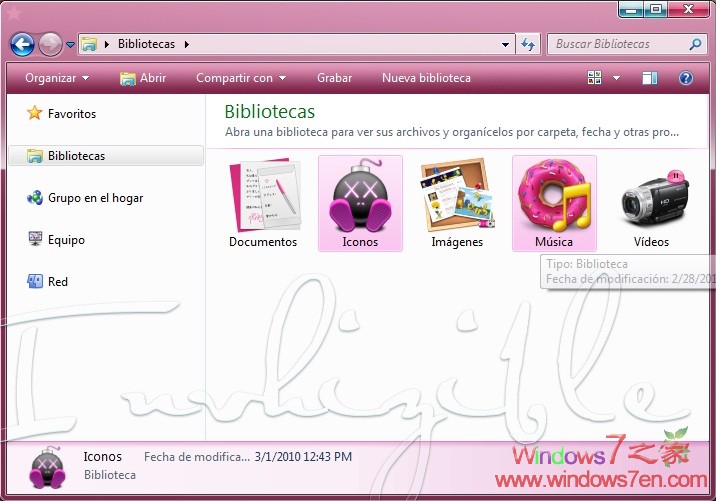 Windows7红色主题Vista pink pastel Theme Win7