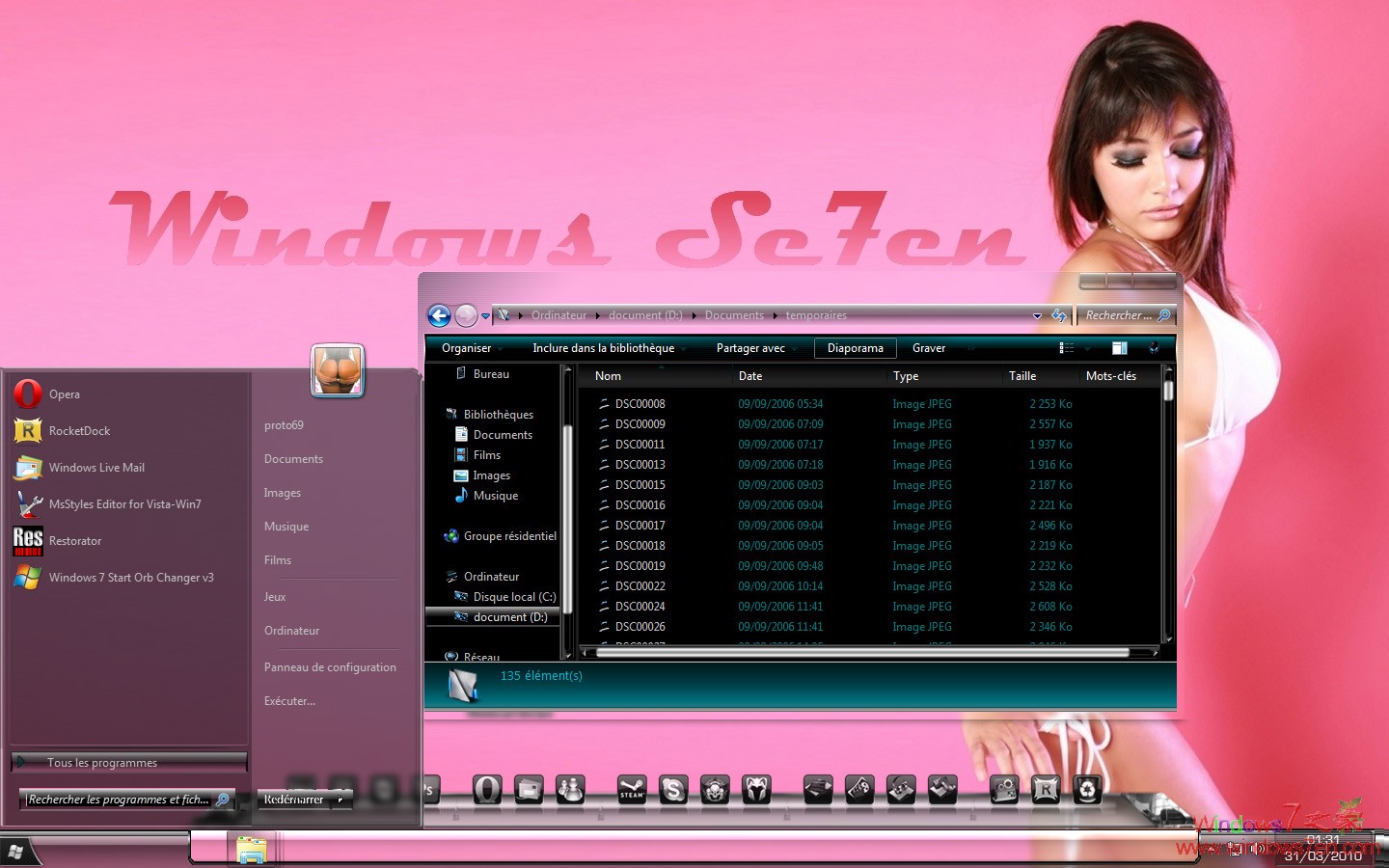 Windows7粉红女生主题 pink theme win7