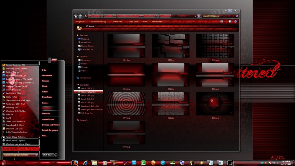 Windows7深红色主题Shatter-red 7 theme for win7