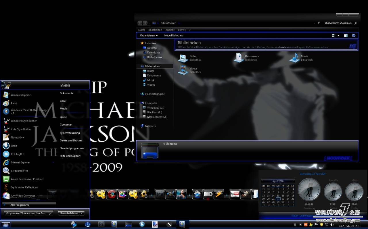 Windows7黑色透明主题Michael Jackson_Theme
