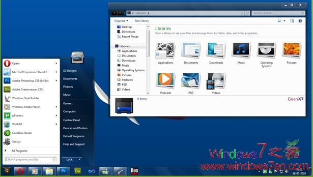 Windows7洁净蓝色主题 CleanX7 1.0