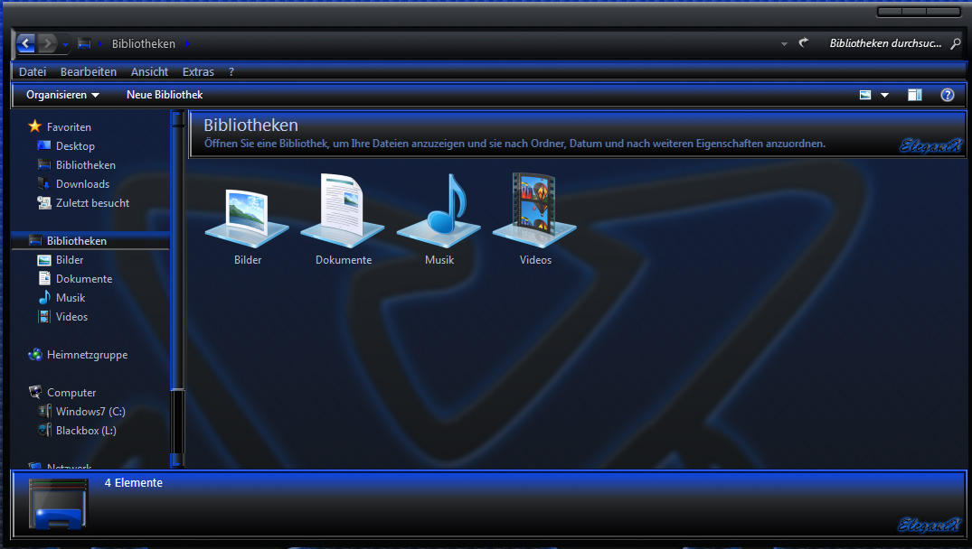 Windows7深蓝色主题ElegantX1.0 by ~lefty28