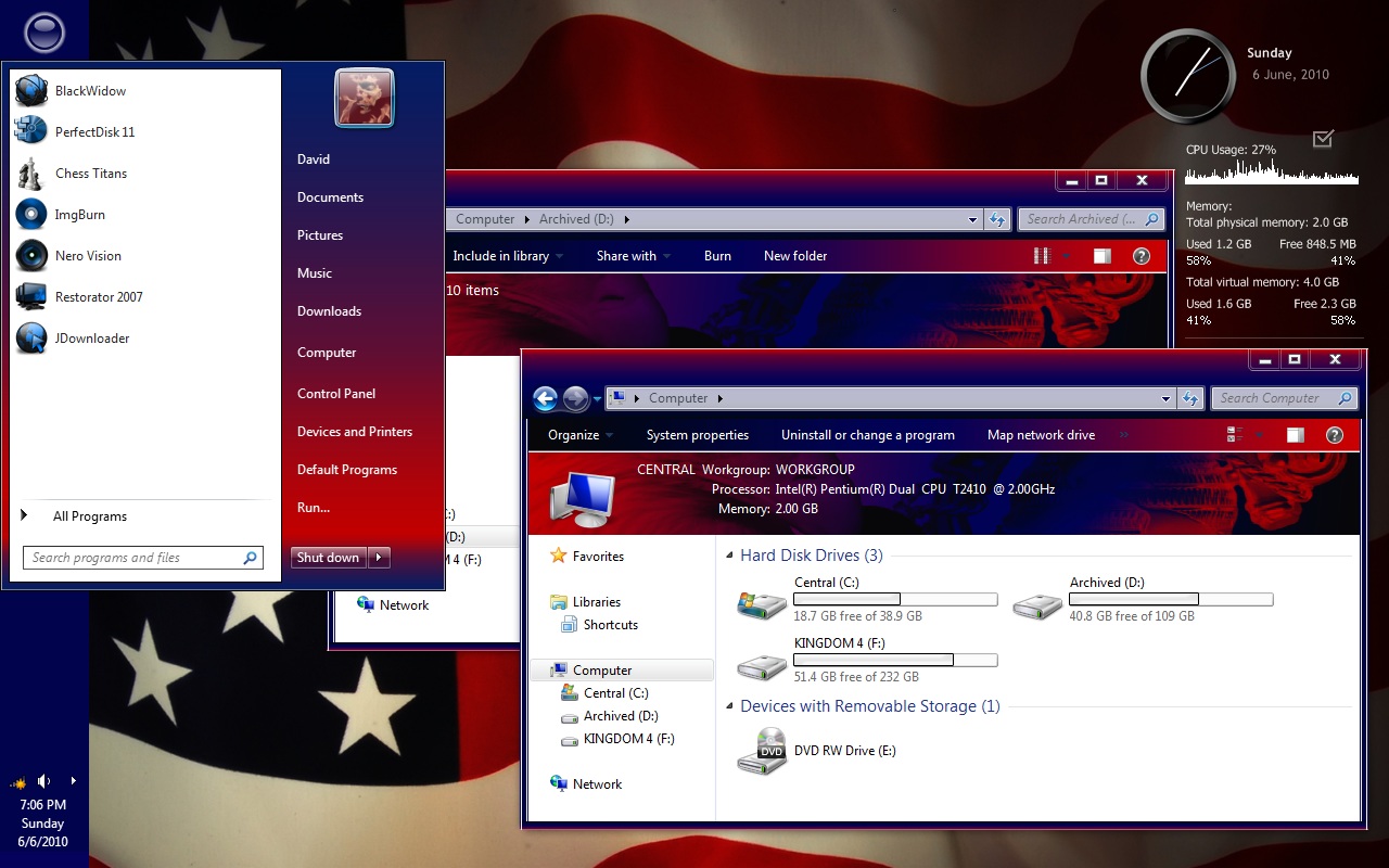 Windows7红色主题USMC Patriot VS by *Portraitpoint