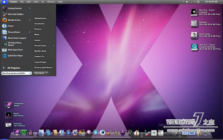 Windows7仿苹果主题Leopard Dark Final Release