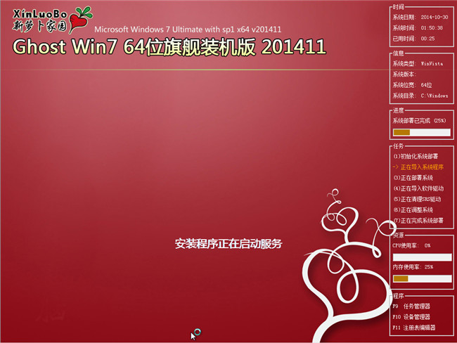 win7旗舰版64位萝卜家园V201411最新版安装过程截图