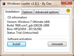 Windows7 Loader V1.8.1 By Daz Win7激活利器