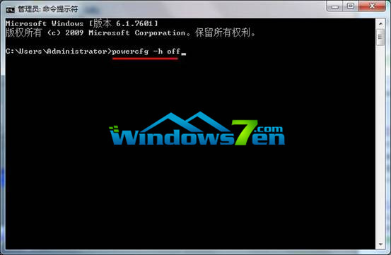 图4 输入powercfg -h off